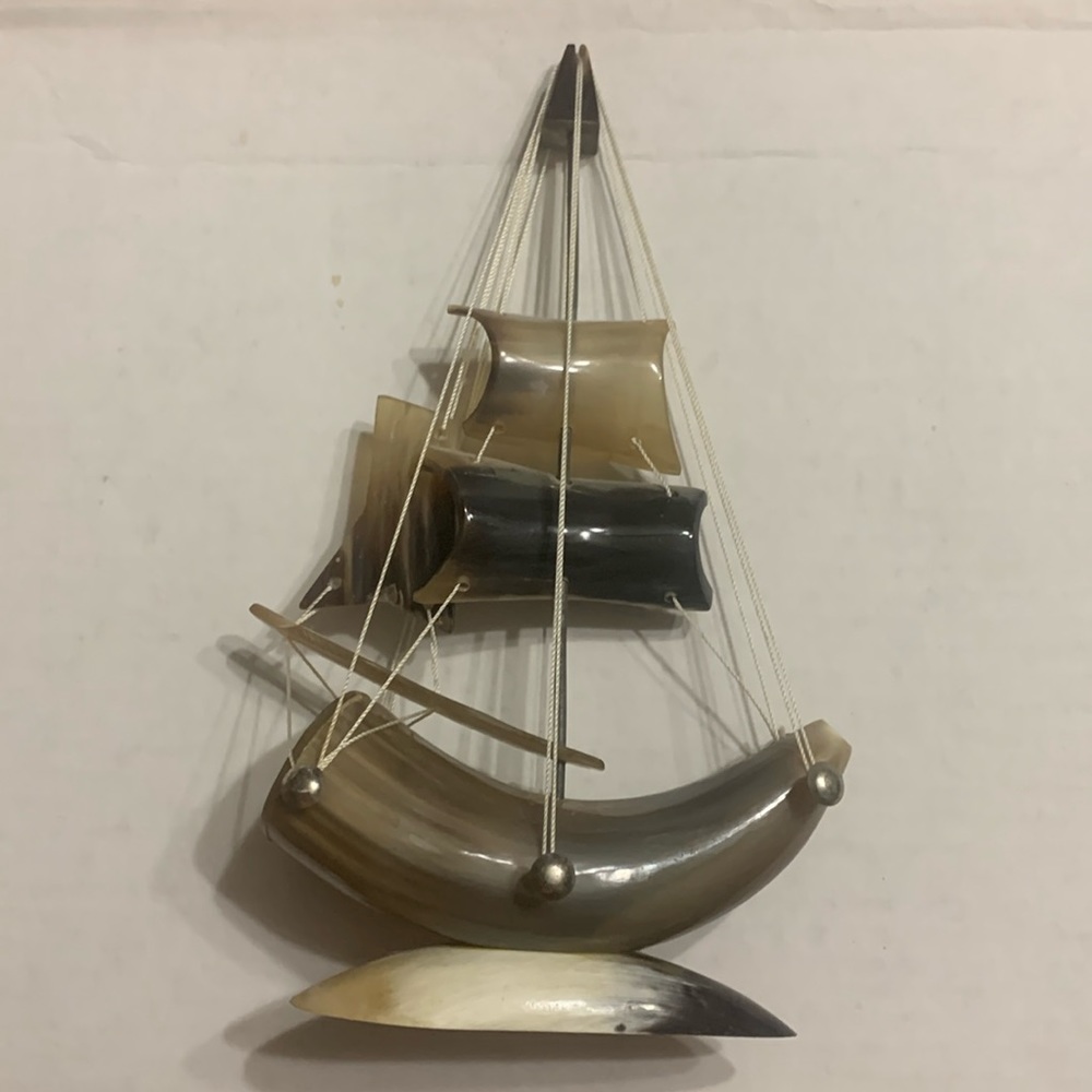 Vintage Handmade Horn Sailboat ..exceptionally made!!!